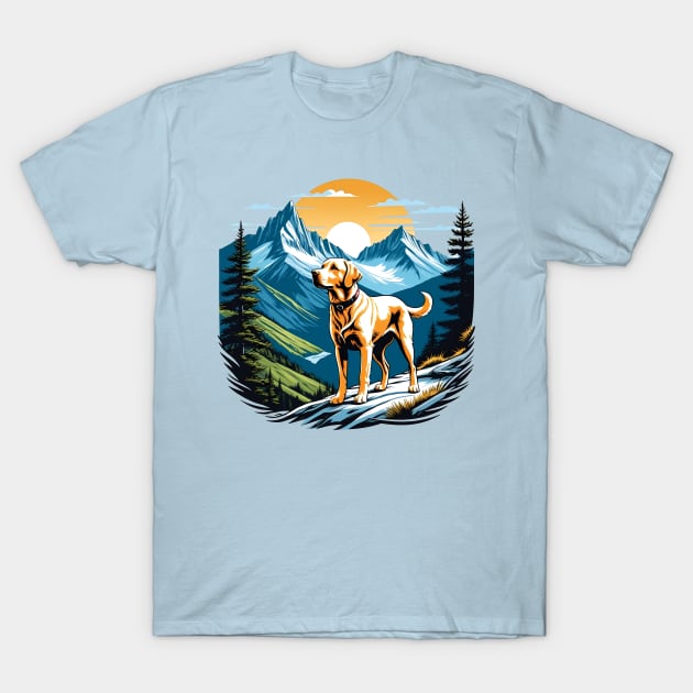 Labrador Dog on Mountain Hike T-Shirt by ArtfulTat